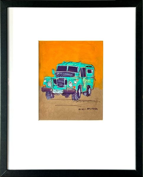 Original Framed Wall Art - Classic Land Rover Painting, 38x30cm, Signed