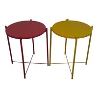 SMTE- Round Occasional Coffee Table Set of 2-Red And Yellow