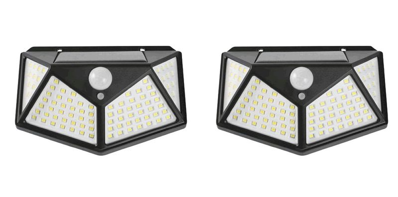 2PCS 100 LED Solar Powered PIR Wall Light With Motion Sensor-CL-100