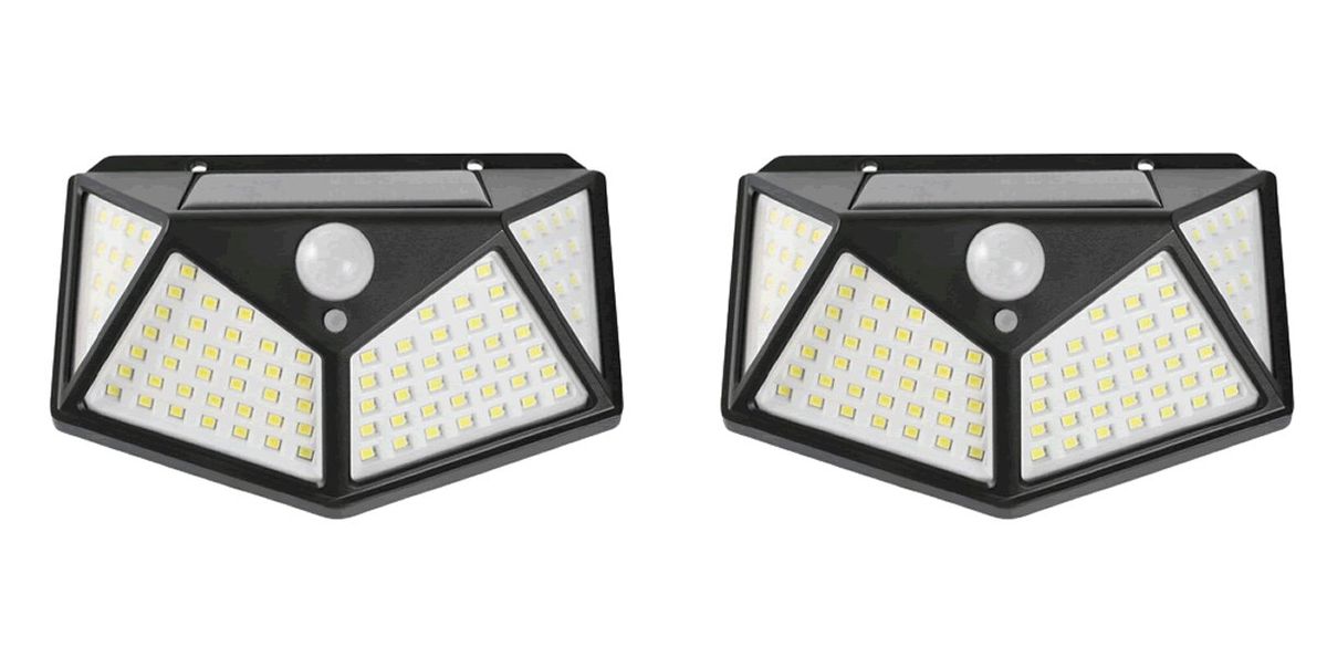2PCS 100 LED Solar Powered PIR Wall Light With Motion Sensor