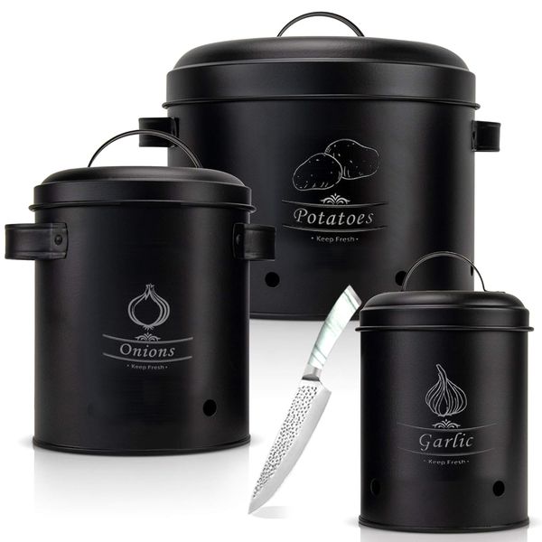 4Pcs- Premium Storage Containers with Ventilation - Onion Garlic and Potato