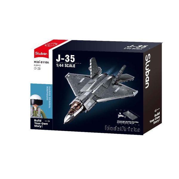 Sluban Building Set: Model Bricks - J35 Stealth Aircraft 1/44 - 838 Piece