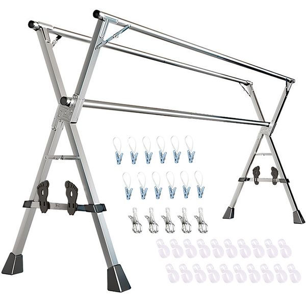 FANTUAN Indoor Drying Rack Metal Clothes Stand Foldable Telescopic Dryer