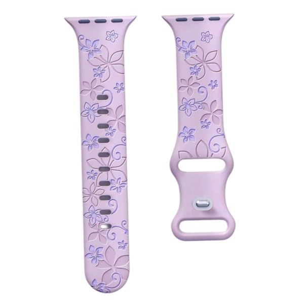 Silicone Watch Band With Floral Engraving - 38-41mm - Purple