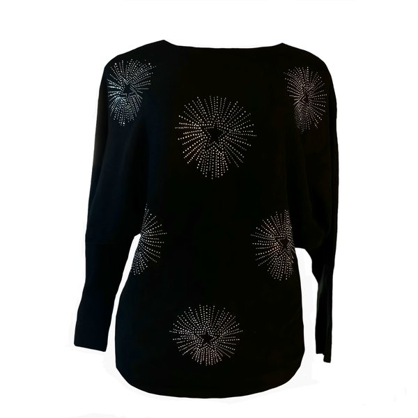 Ladies Elegant Knit Top With Diamonds Studs