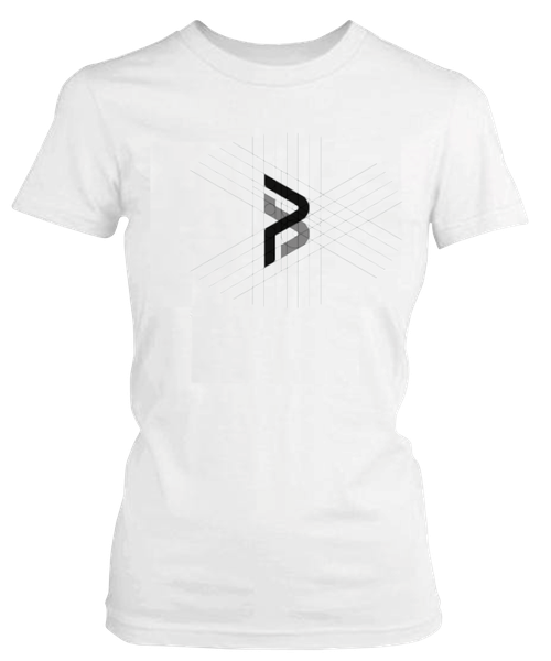 PepperSt Ladies White T-Shirt - Grid Design P