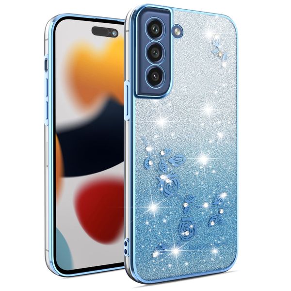 Phone Case Compatible With Samsung S21 FE Flowers Diamond Shining Cover