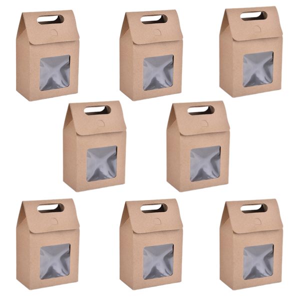 Craft Decor Gifting Candy Paper Bag With Transparent Window Set of 8 White