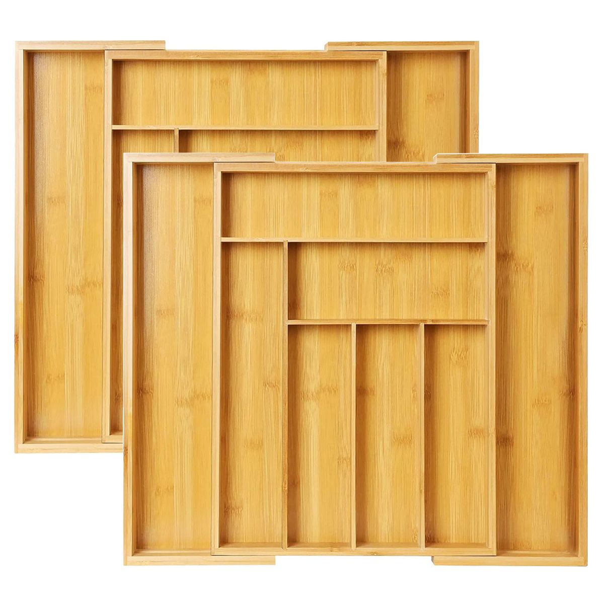 2 Pack Expandable Utensil Organizer Drawer Bamboo Cutlery Tray Shop
