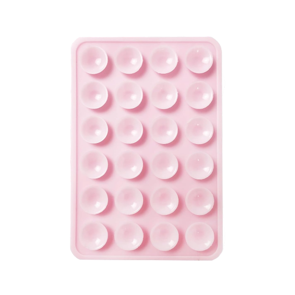 Square Silicone Suction Cup Adhesive Phone Sticker - Baby Pink