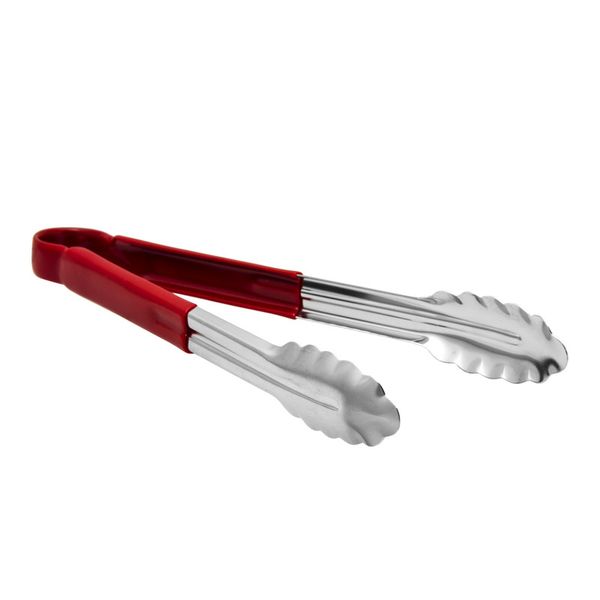 Regent Tongs Stainless Steel Polycoated Red, (317x40x20mm)