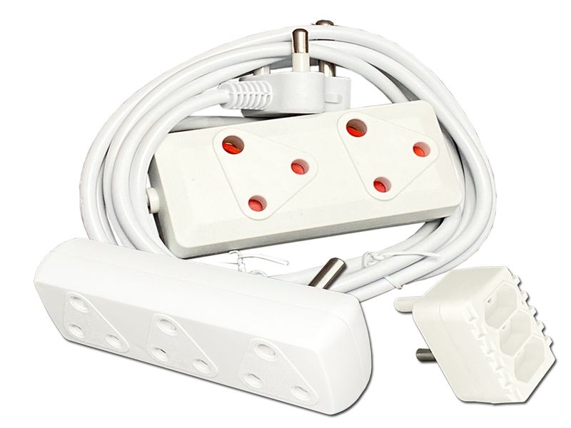 Everlotus Extension Cord 3M Bundle With 3 Way Multiplug And 1 Adapter