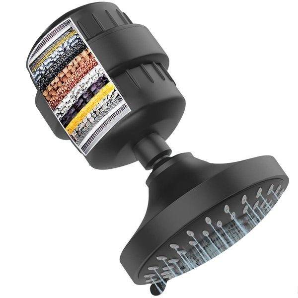5-Mode Shower Head With 15-Stage Filter, High Pressure For Hard Water