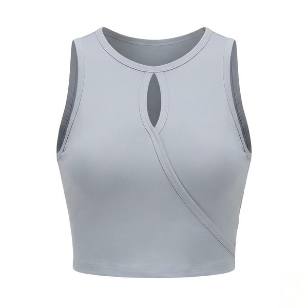 Ribbed Modal Sports Tank Top with Built-in Bra &amp; Front Cutout