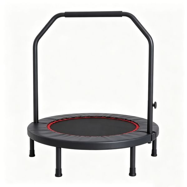 Fitness Trampoline with Handle - Indoor Rebounder for Adults &amp; Kids