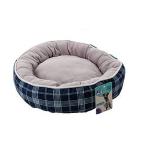 Dog Bed Fleece Round w/Sides 50cm Tartan
