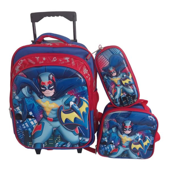 3D Cartoon Trolley School Backpack Set -3 Piece