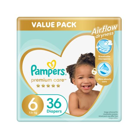 Pampers Premium Care Size 6 (+16 kg) 36 Nappies, Airflow Skin Comfort