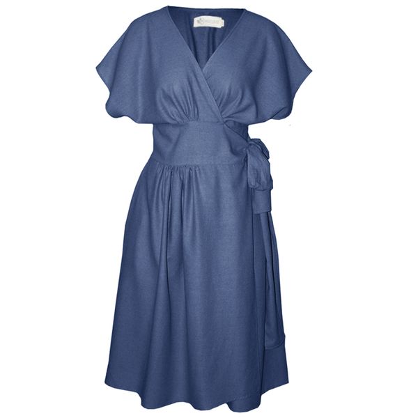 Nucleus Suki Wrap Dress in Airforce Blue