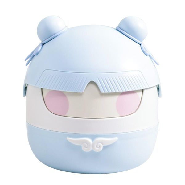 Cute Blue Mini Trash Can With Lid For Bathroom, Office, Bedroom Wastebaske