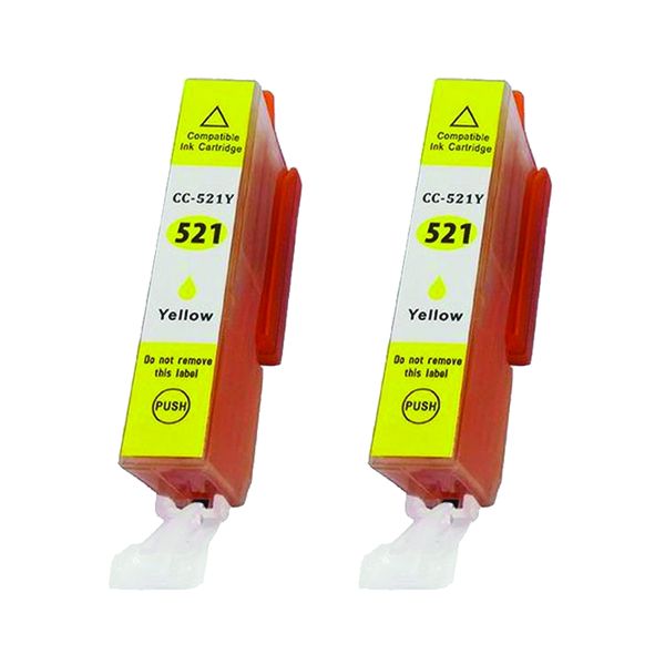 Compatible Canon 521CLI ink cartridge- Yellow twin Pack