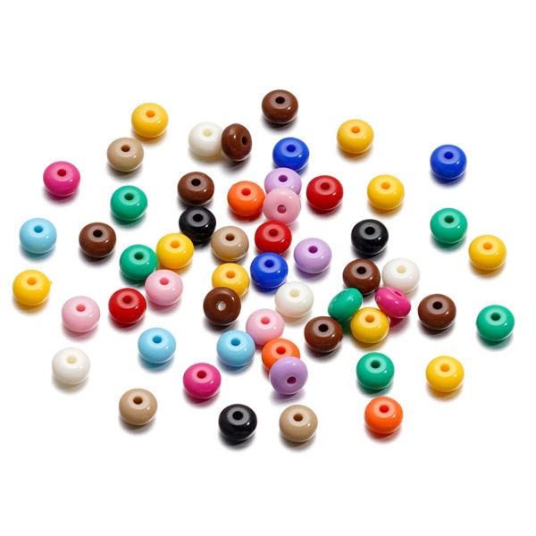 750pcs Colorful Acrylic Flat Beads for DIY Jewelry Making - 4.5x8mm/Apertur