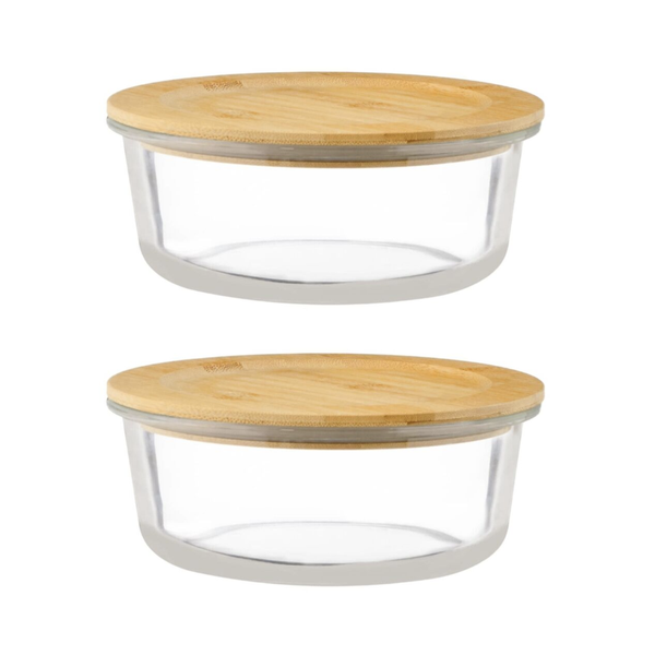950ml Glass Storage Containers with Bamboo Lids - 2 Pack