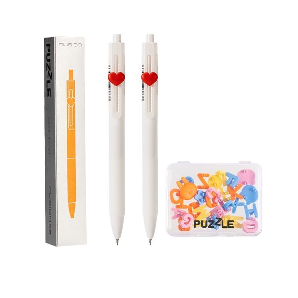Nusign Gel Pen 0.5mm black ink 2pcs with 32Pcs puzzle