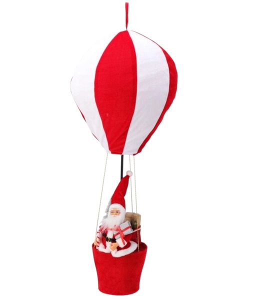 Red-White Balloon Fabric With Telescope &amp; Santa - Festive Holiday Décor