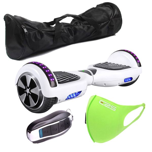 Self Balance Scooter 6.5" Hoverboard-LED-Bluetooth-Remote-Bag-Mask-White