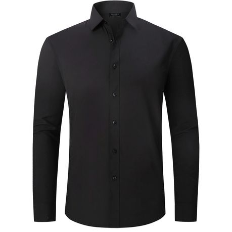 Formal Shirts For Men 4 Way Stretch Men s Shirt Wrinkle Resistant Black