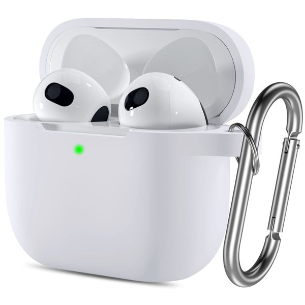 Soft Silicone Protective Case Cover with Keyring Compatible with AirPods 3