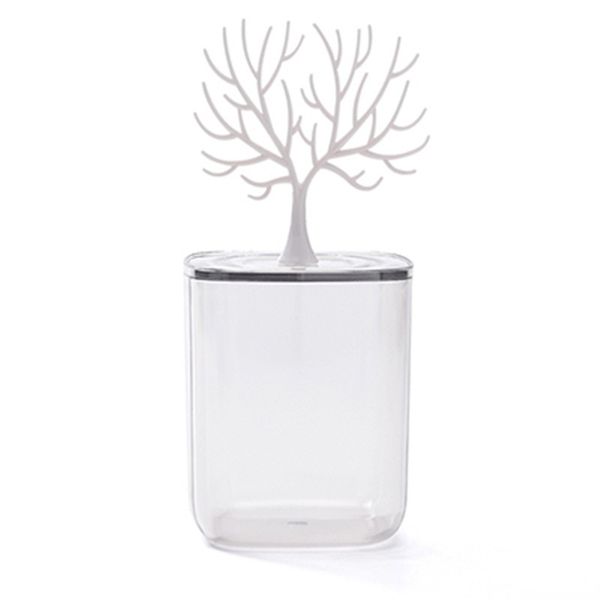 Creative Cotton Swab Holder Bathroom Vanity Storage Box with Jewelry Tree