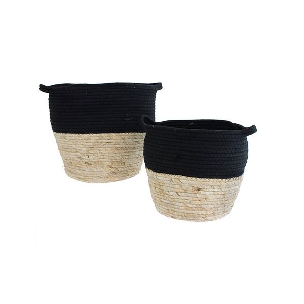 MC - Woven Baskets - Beige/Black