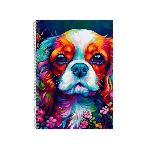 Cute Cavalier King Charles Dog Neon Notebook Gift Idea A4 Notepad Pad 73