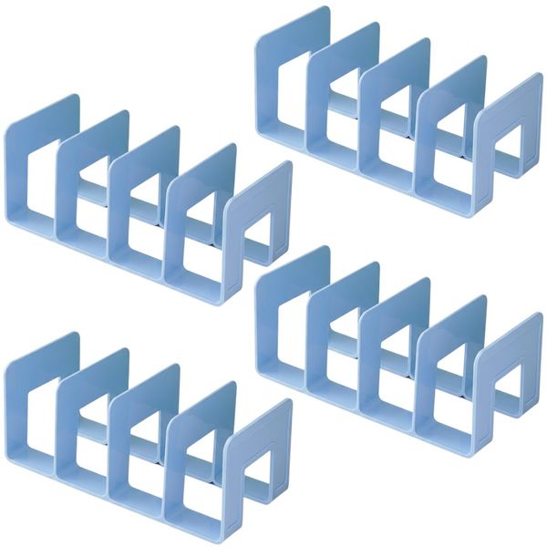 4 Pack - Desktop Book Storage Rack With Dividers