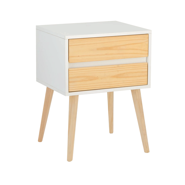 Nallo Side Table with Two Drawers - Hidden Handles
