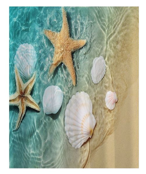 Digital Pritned Fabric Shower Curtain - Star Fish / Shell