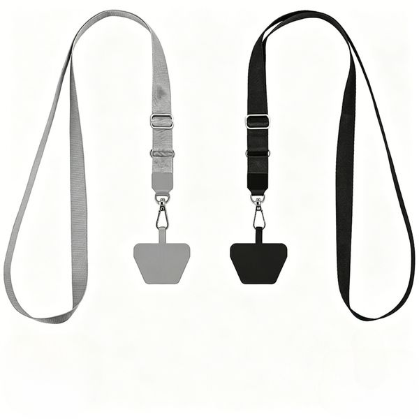 2 Pack Phone Lanyard Compatible with Most Smartphones,Black and Gray