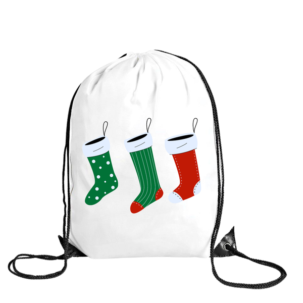 Katz Designs - Drawstring Bag -Polyester - Socks Christmas