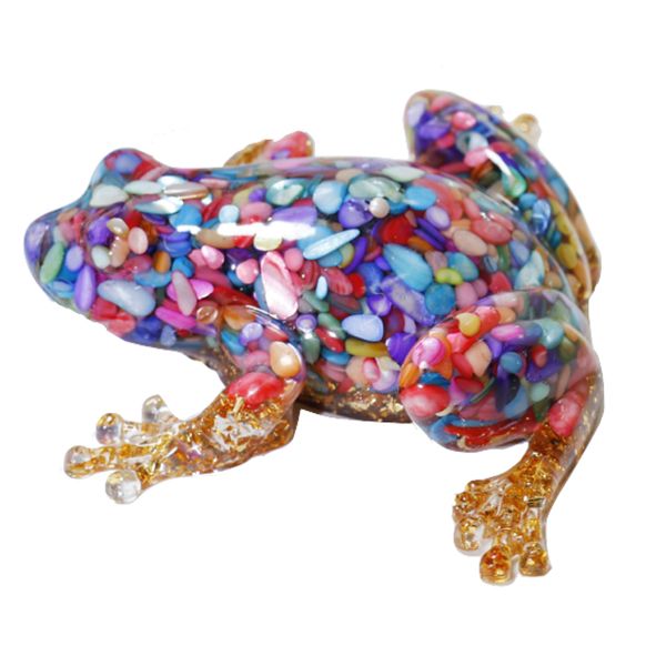 Decor Colourful Handmade Natural Crystal Resin Frog Statue/Figurine - 13cm