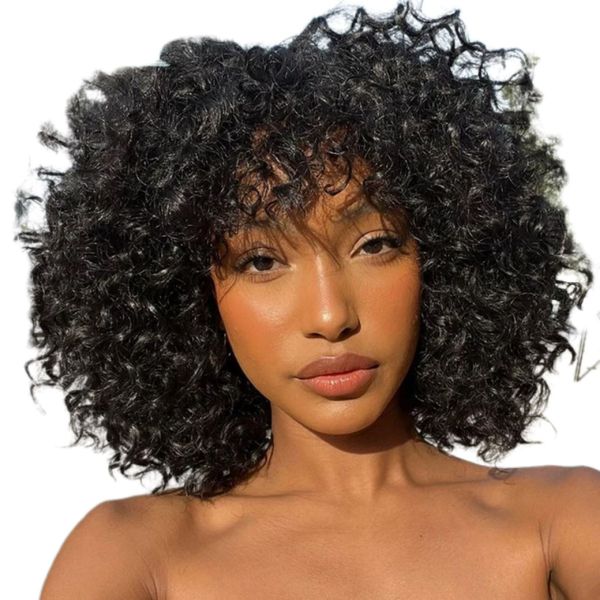 10" Brazilian Hair - Curly Fringe Wig