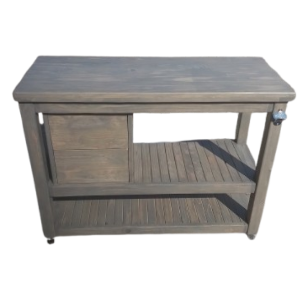 Solid Wood Light Grey Braai Trolley