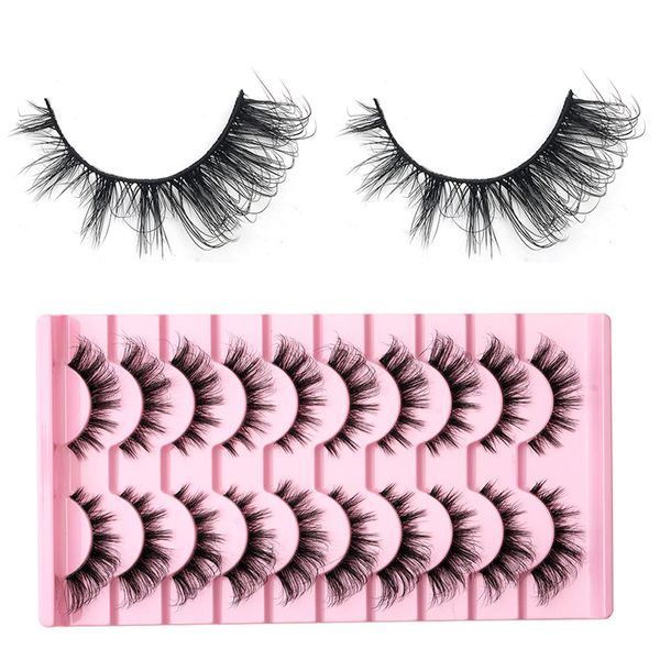 10 Pairs 3D Mink False Eyelashes Cat Eye Black Extended