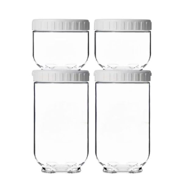 Stackable Glass Storage Jar with Lid, Oats Container Jar 450m/900ml - Set of 4