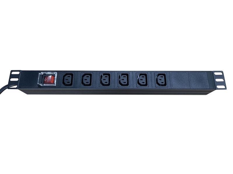 PDU 19" 1U 6 Way 10A IEC Outlet With On/Off Switch