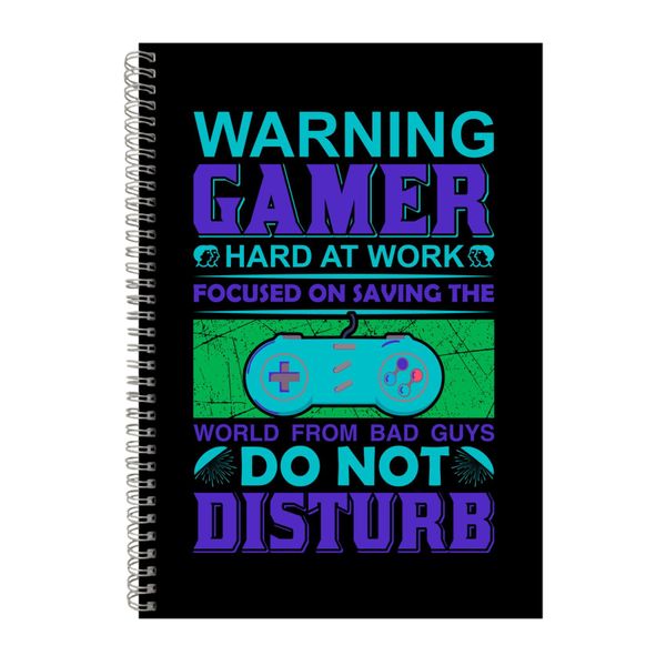 Warning Gamer Hard At Work Notebook Gamer Gift Idea A4 Notepad 140