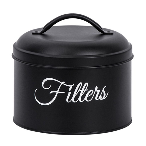 Coffee Filter Holder, Basket Coffee Filter Storage with Lid, Black