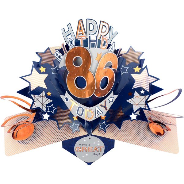 Happy 86th Birthday 3D Pop Up Card - Male