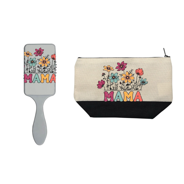purple Custom Sublimation Makeup Bag - Hair Brush Design
